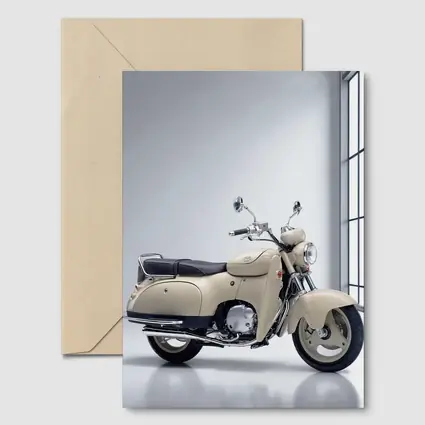 Cream Vintage Scooter Motorcycle White Studio