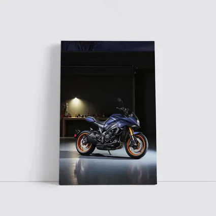 Yamaha MT Motorcycle Parked in Dark Garage