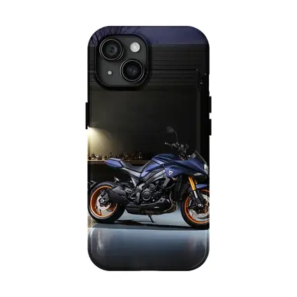 Yamaha MT Motorcycle Parked in Dark Garage