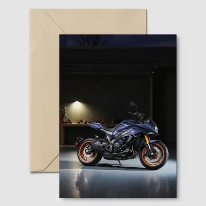 Yamaha MT Motorcycle Parked in Dark Garage