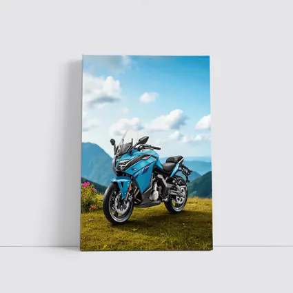 Blue Adventure Motorcycle Mountain Landscape Background