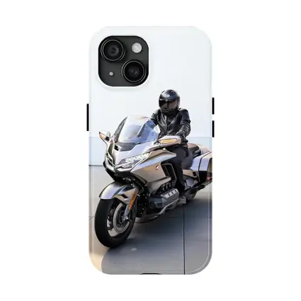 Honda Gold Wing Rider Gray Urban Setting