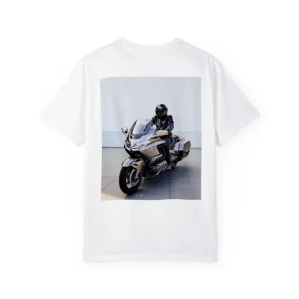 Honda Gold Wing Rider Gray Urban Setting