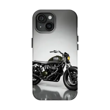 Olive Green Cafe Racer Motorcycle Studio Shot