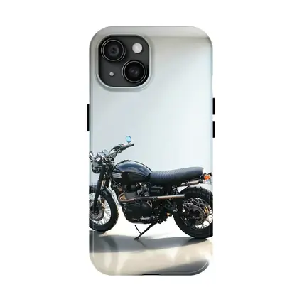 Black Triumph Scrambler Motorcycle Minimal Room