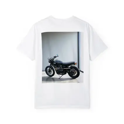 Black Triumph Scrambler Motorcycle Minimal Room