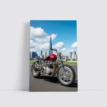 Triumph Motorcycle Red City Skyline Background