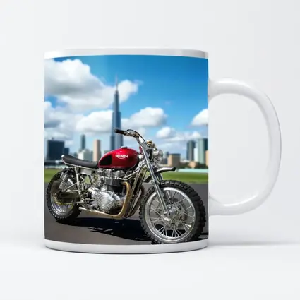 Triumph Motorcycle Red City Skyline Background