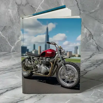 Triumph Motorcycle Red City Skyline Background