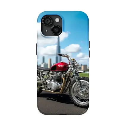 Triumph Motorcycle Red City Skyline Background