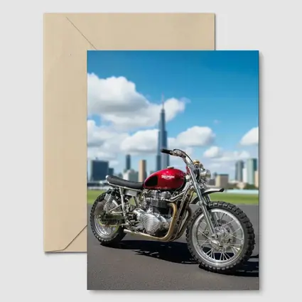 Triumph Motorcycle Red City Skyline Background