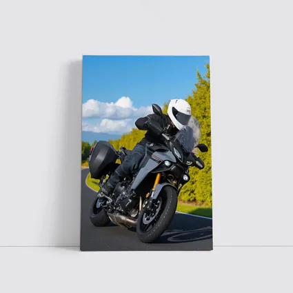 Yamaha Tracer Rider Leaning Into Corner Road