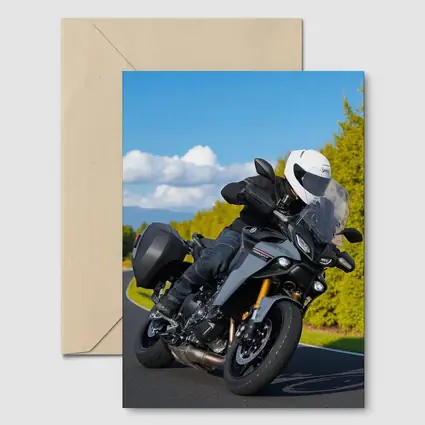 Yamaha Tracer Rider Leaning Into Corner Road