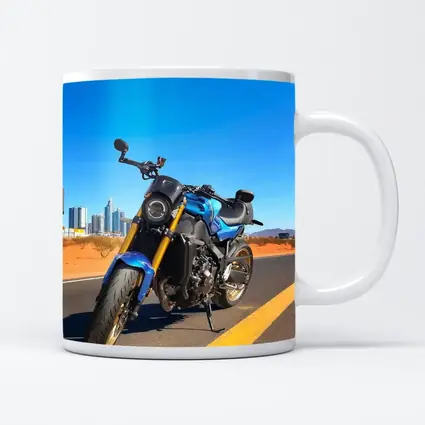 Blue Naked Bike Desert City Skyline
