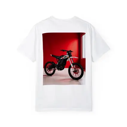 Electric Dirt Bike Against Bold Red Wall