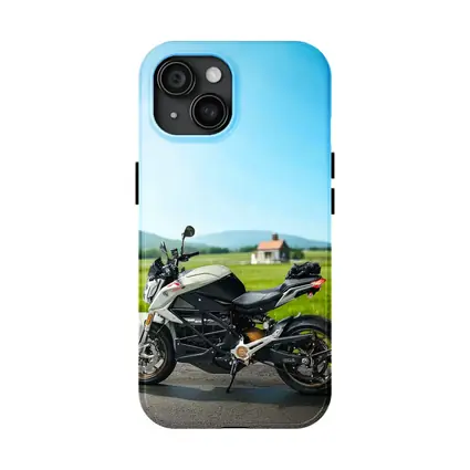 Zero Electric Motorcycle Parked Green Countryside
