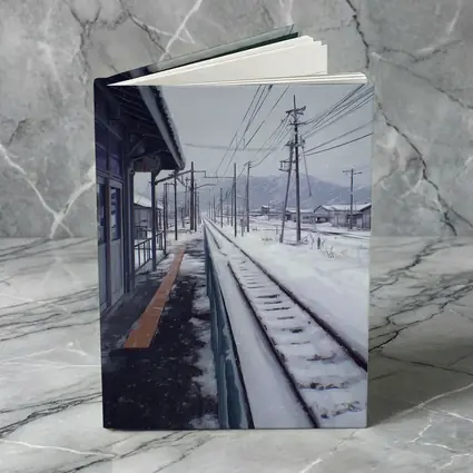 Snowy Japanese Train Station Anime Winter Scene