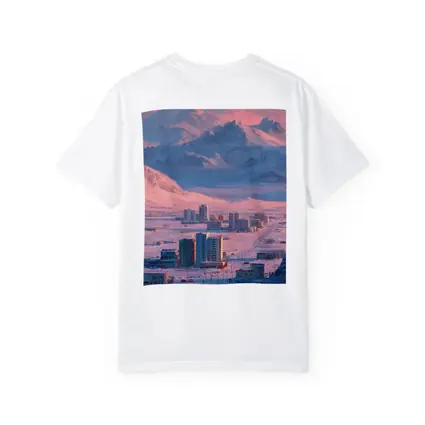 Arctic City Snow Mountains Pink Sky