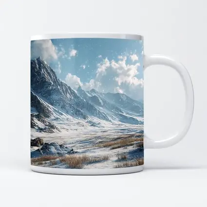 Snowy Mountain Valley Winter Landscape Scene