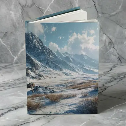 Snowy Mountain Valley Winter Landscape Scene