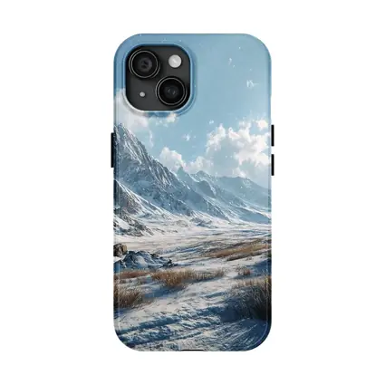 Snowy Mountain Valley Winter Landscape Scene