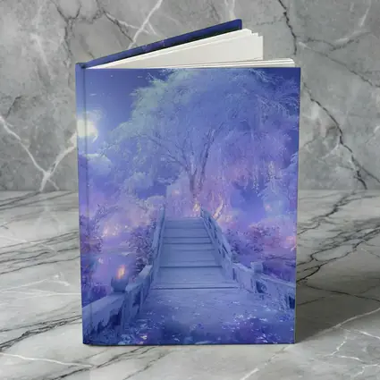 Fantasy Winter Bridge Purple Moonlit Night