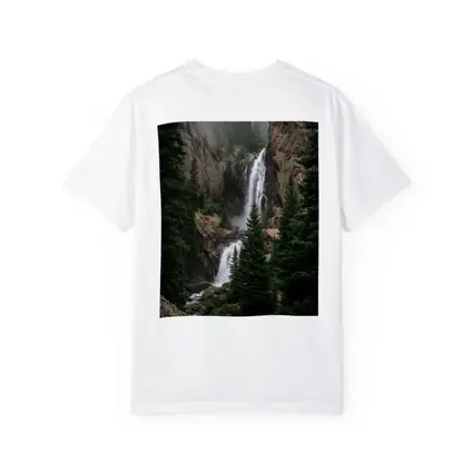 Mountain Waterfall Rocky Cliff Pine Forest