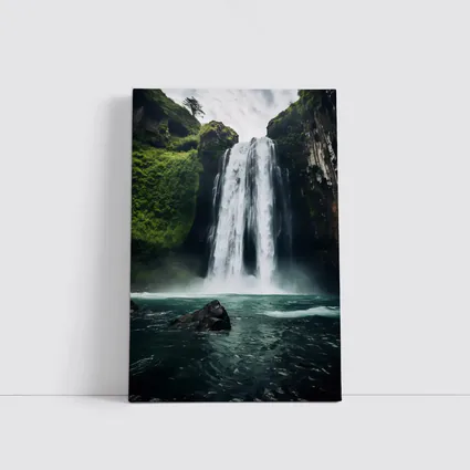 Massive Waterfall Crashing Into Turquoise Pool