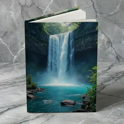 Tall Waterfall Turquoise Pool Forest Rocks
