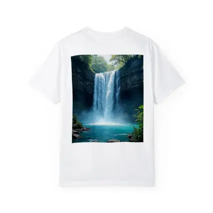Tall Waterfall Turquoise Pool Forest Rocks