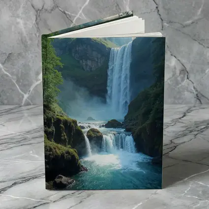 Tall Waterfall Cascading Into Turquoise Pool