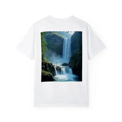 Tall Waterfall Cascading Into Turquoise Pool