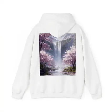 Cherry Blossom Waterfall Fantasy Landscape Art