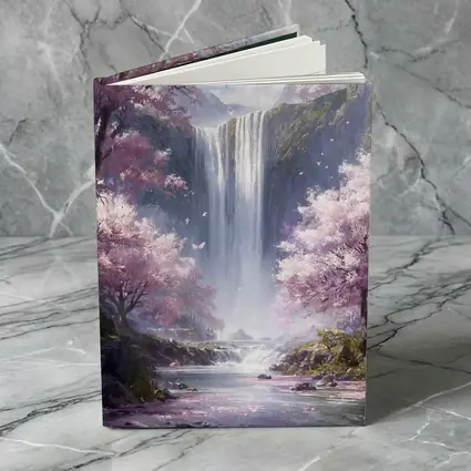 Cherry Blossom Waterfall Fantasy Landscape Art
