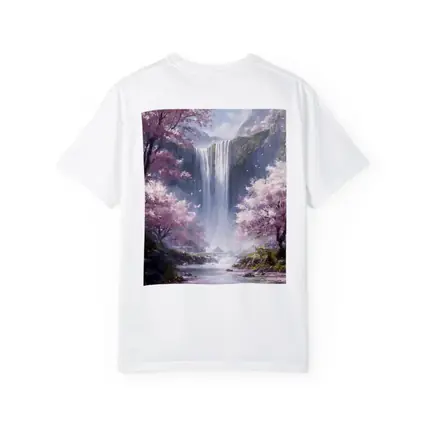 Cherry Blossom Waterfall Fantasy Landscape Art