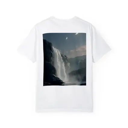 Waterfall Flowing Under Moonlit Night Sky