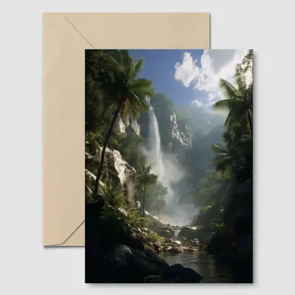 Tropical Waterfall Jungle Mist Rocky River