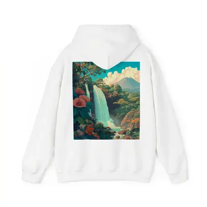 Tropical Waterfall Jungle Mountain Illustration Art