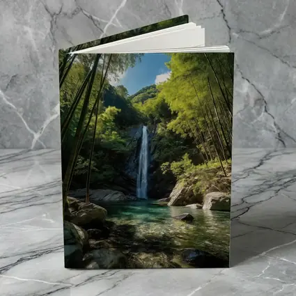 Bamboo Forest Waterfall Green Nature Scene