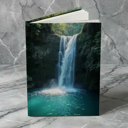 Tropical Waterfall Flowing Into Turquoise Pool