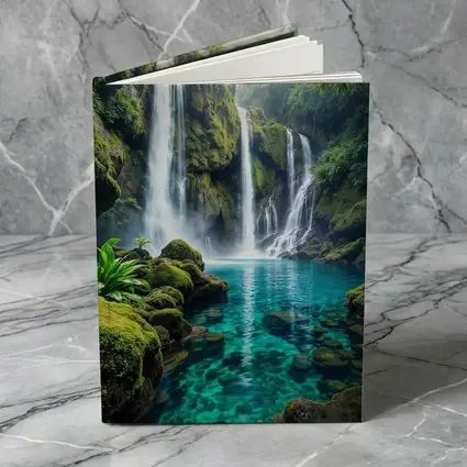 Tropical Waterfall Flowing Into Turquoise Pool