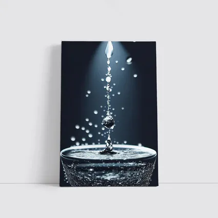 Water Drops Falling Into Glass Dark Background