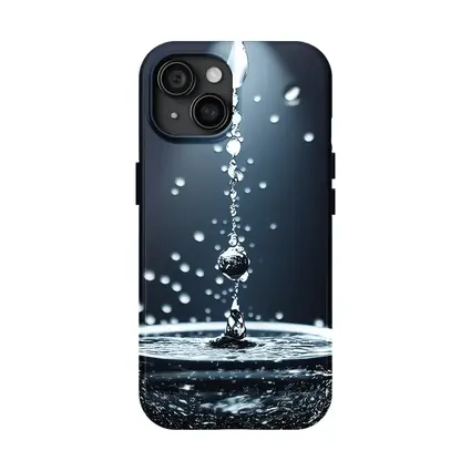 Water Drops Falling Into Glass Dark Background