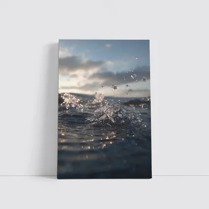 Ocean Wave Splash Dramatic Cloudy Sky