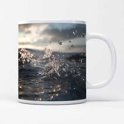 Ocean Wave Splash Dramatic Cloudy Sky