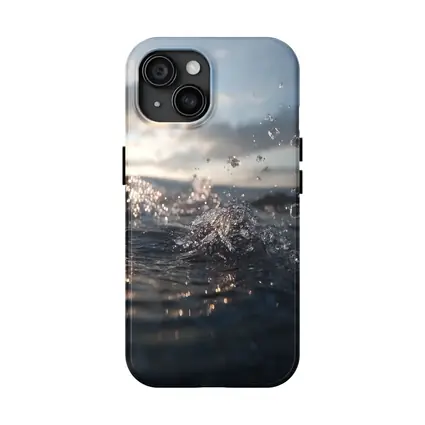 Ocean Wave Splash Dramatic Cloudy Sky