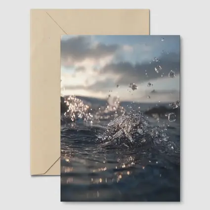 Ocean Wave Splash Dramatic Cloudy Sky
