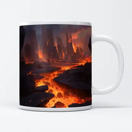Fantasy Lava Fields Dark Volcanic Landscape Art