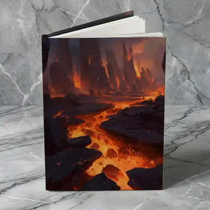 Fantasy Lava Fields Dark Volcanic Landscape Art