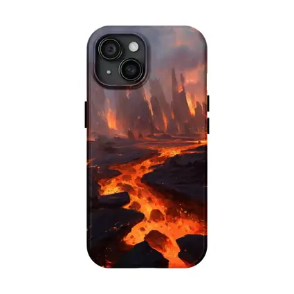 Fantasy Lava Fields Dark Volcanic Landscape Art